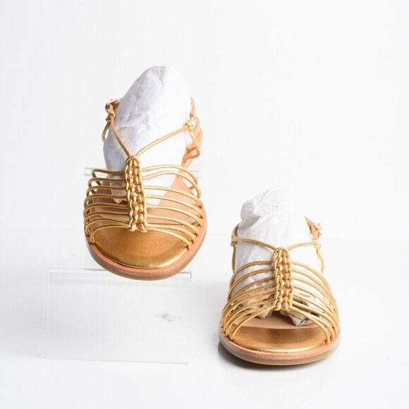 Joie Womens Gold Estin Brass Strappy Flat Sandals Flats US 9 EU 39 New with Box - Picture 4 of 9